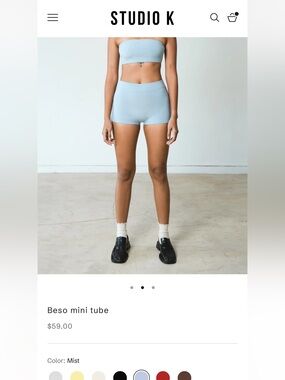 Studio K Beso mini tube top S mist blue Lenzing ecovera Okeo Tex yoga Pilates